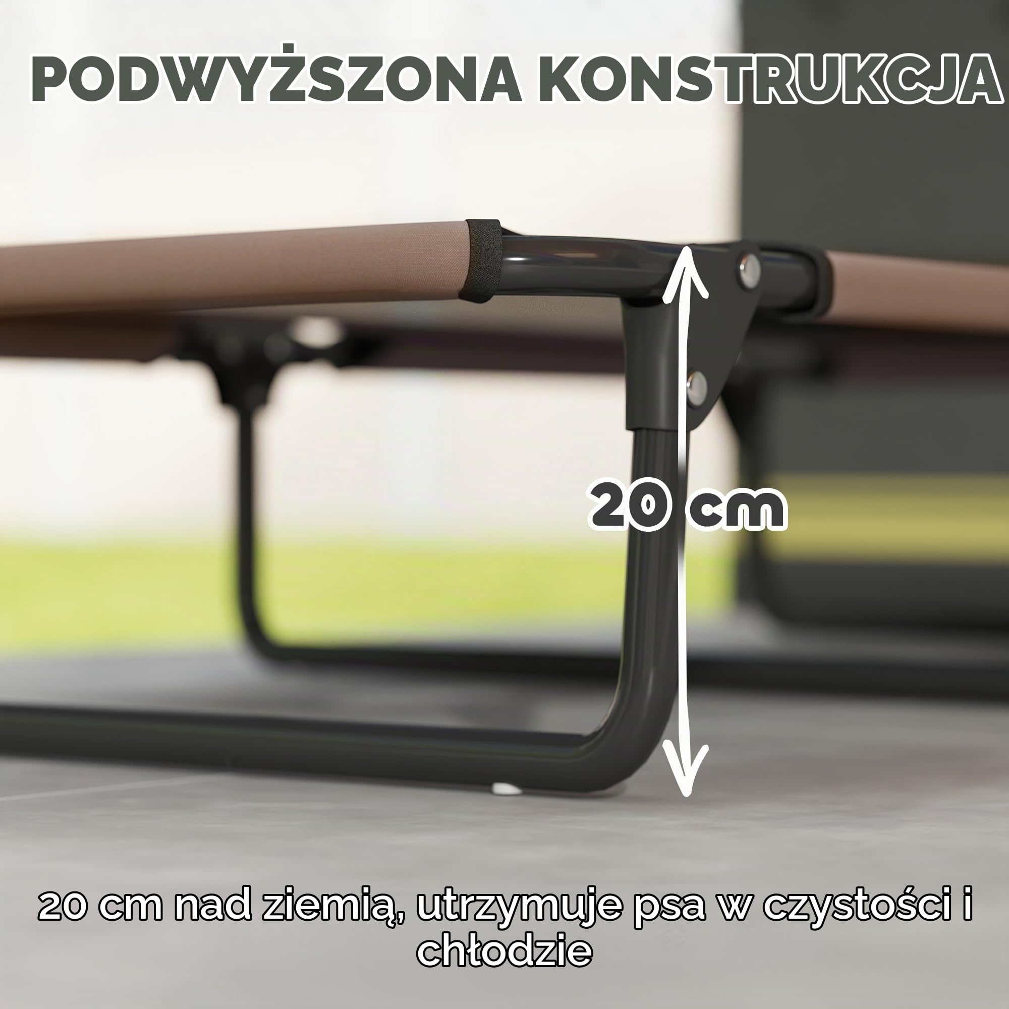 PawHut Legowisko składane outdoor podwyższone dla psów 107x61x20 cm Kawa