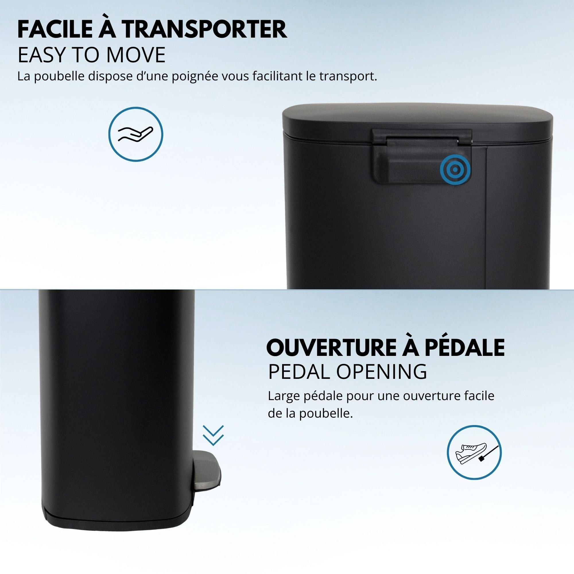 KITCHEN MOVE, Cubo de Cocina de Pedal 50 L Admiral Negro