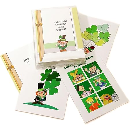 St Patrick's Day Assorted Card Pack - 16 St Patrick's Day Cards & Envelopes - Boxed Set of 5x7 Greeting Cards