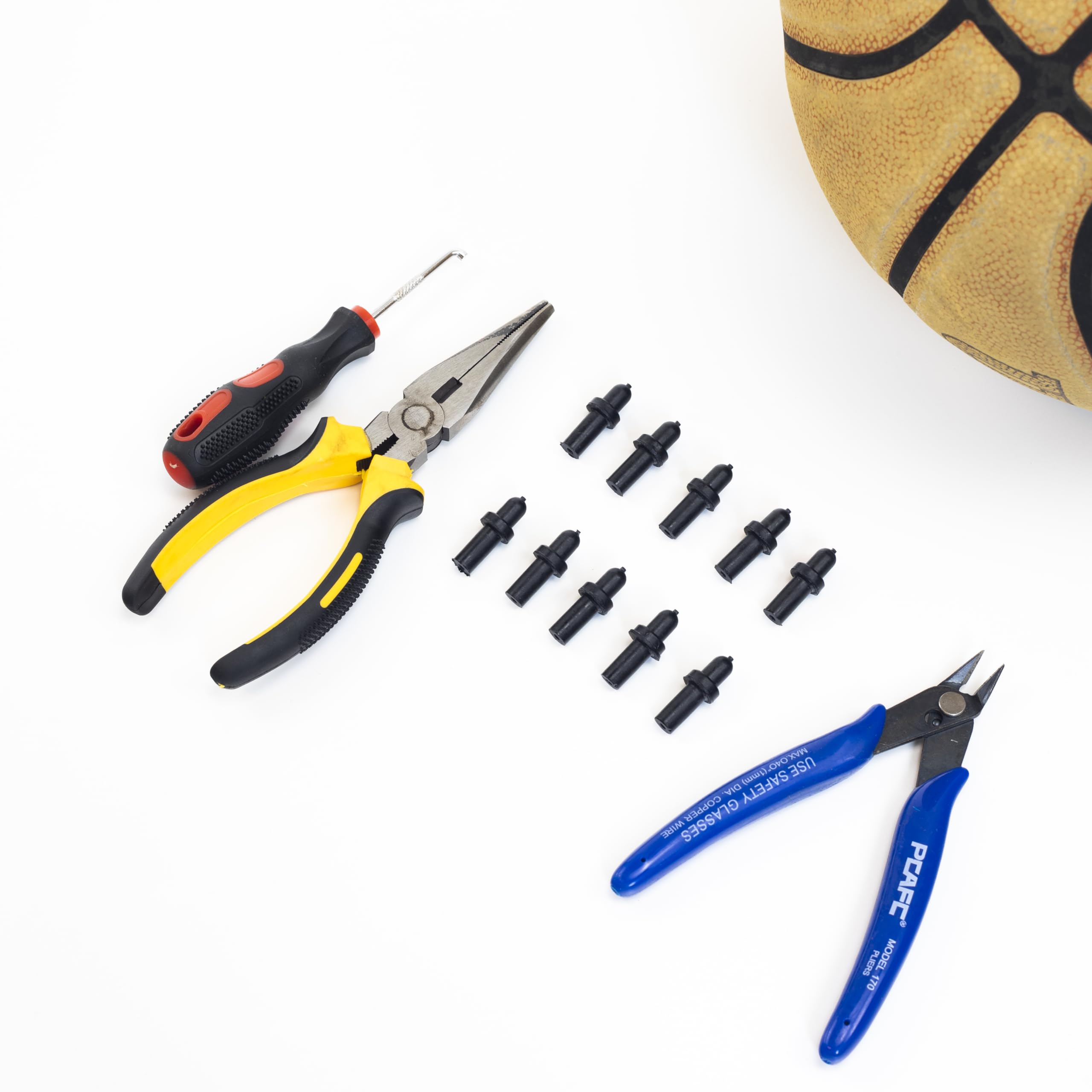 10 Basketball Valves & Leak Repair Kit - Ball Doctor for Inflatable Balls (Nozzle, Needle-Nose Pliers, Crochet Hook, Diagonal Pliers) - for Basketball, Football, Volleyball and More-image-6