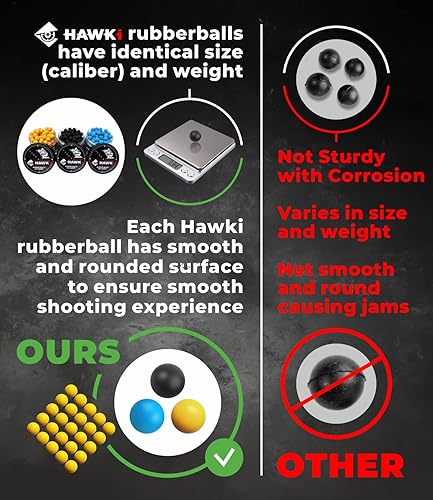 Miniatura 5 de Hawki - Bolas de goma reutilizables de 0.50 o 0.43 Cal para entrenamiento de goma suave, menos letales, para pistolas de paintball