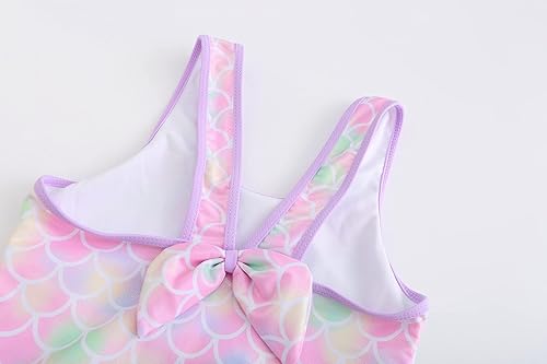 Vista 4 de Traje de baño para niñas de una pieza con diseño de unicornio y sirena, bañador de arcoíris