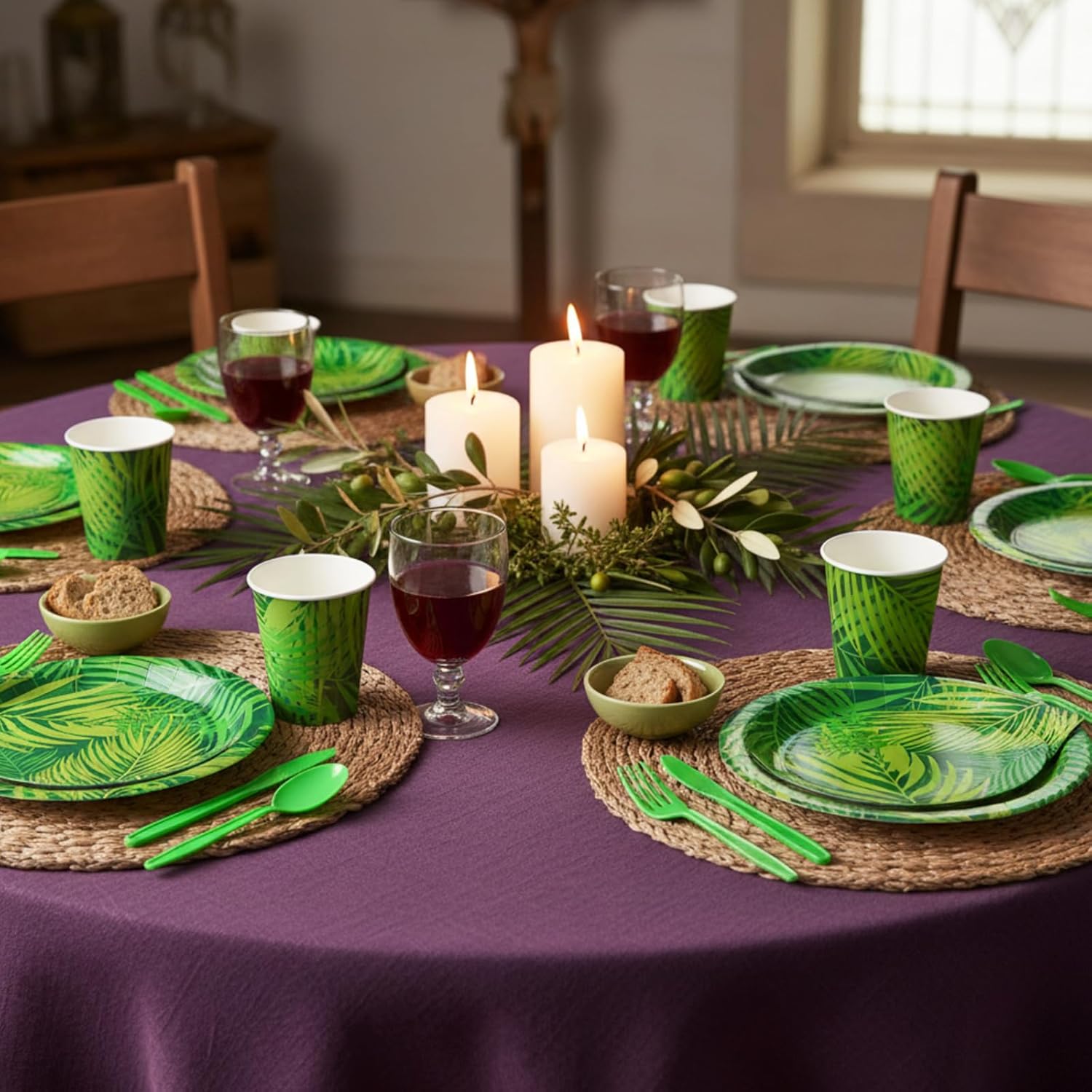 Yungyan 252 Pcs Hawaiian Luau Paper Plates and Napkins Set Tropical Palm Leaf Party Supplies Disposable Plates Napkins Cup Knives Spoons Fork for Summer Safari Jungle Hawaiian Luau Party Decorations