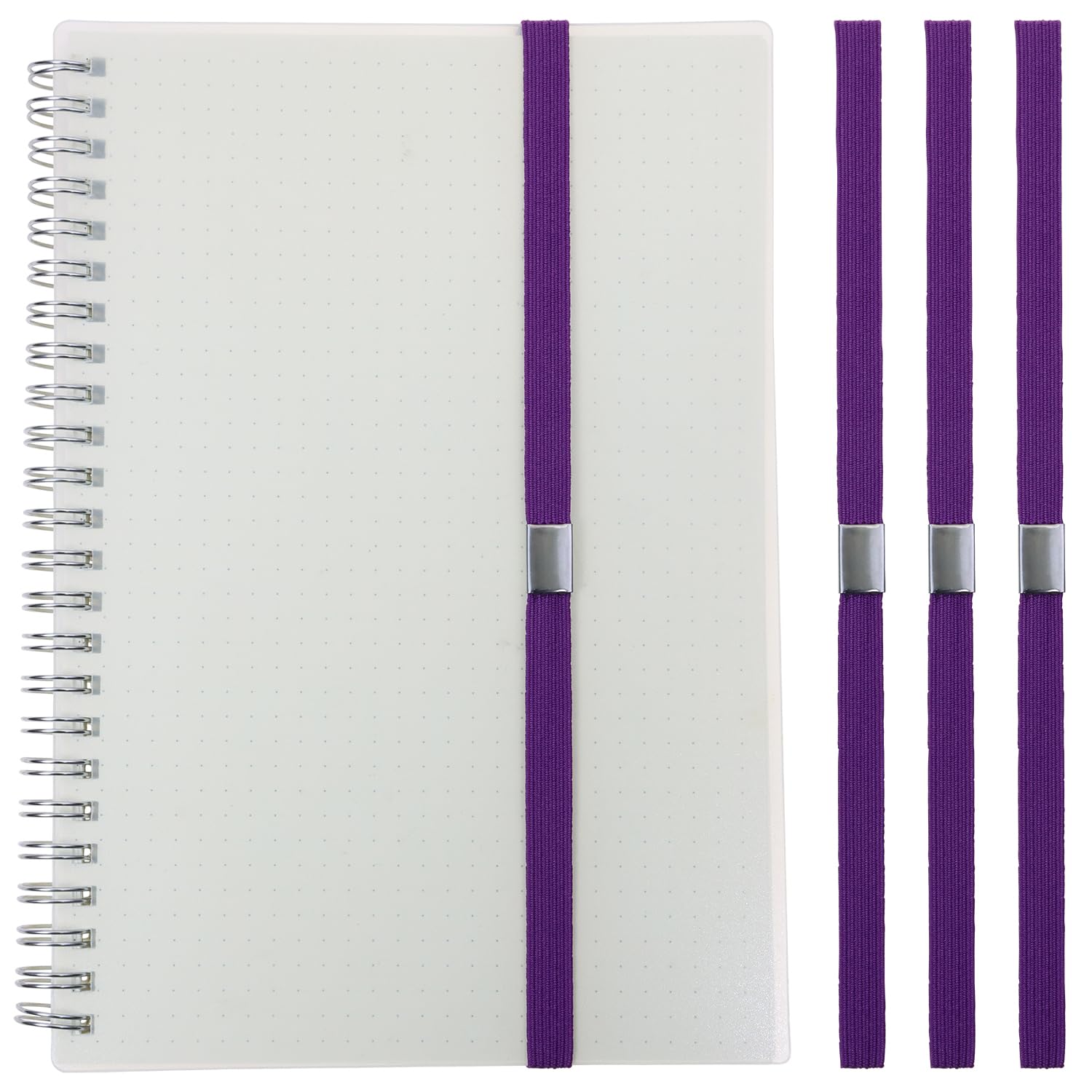 Mini Skater Elastic Planner Bands for Hardcover Journal Notebook Book Page Marks - Stretchy Closure Straps to Holds Planner Closed, Fit Notebooks from 8" to 11” in Height, Pack of 4 (Purple)