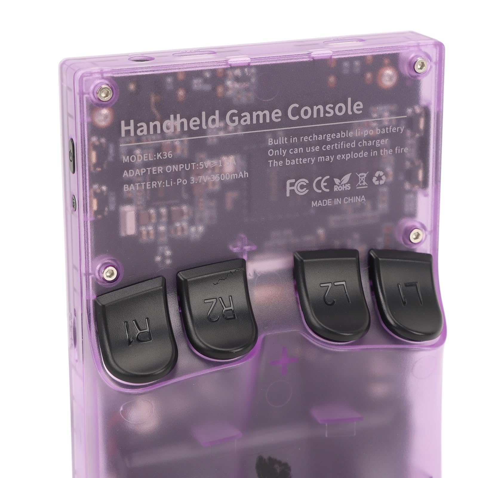 Console di gioco portatile retrò, lettore di giochi portatile con schermo HD da 3,5 pollici (640x480), doppio joystick 3D e batteria da 3500 mAh per il divertimento e (Viola)