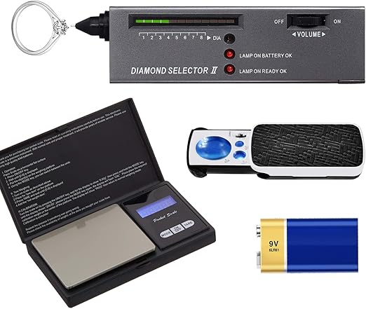 HMJOY Diamond Tester, High Accuracy Jewelry Diamond Tester+200g/0.01g Mini Jewelry Scale+ 60X Mini LED Magnifying, Professional Diamond Selector for Novice and Expert, Thermal Conductivity Meter