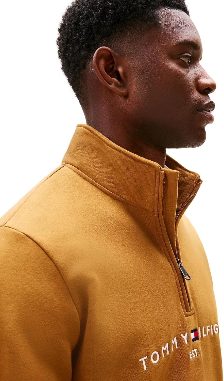 Tommy Hilfiger mens Adaptive Quarter Zip Sweatshirt With Extended Zipper Pull - Image 4