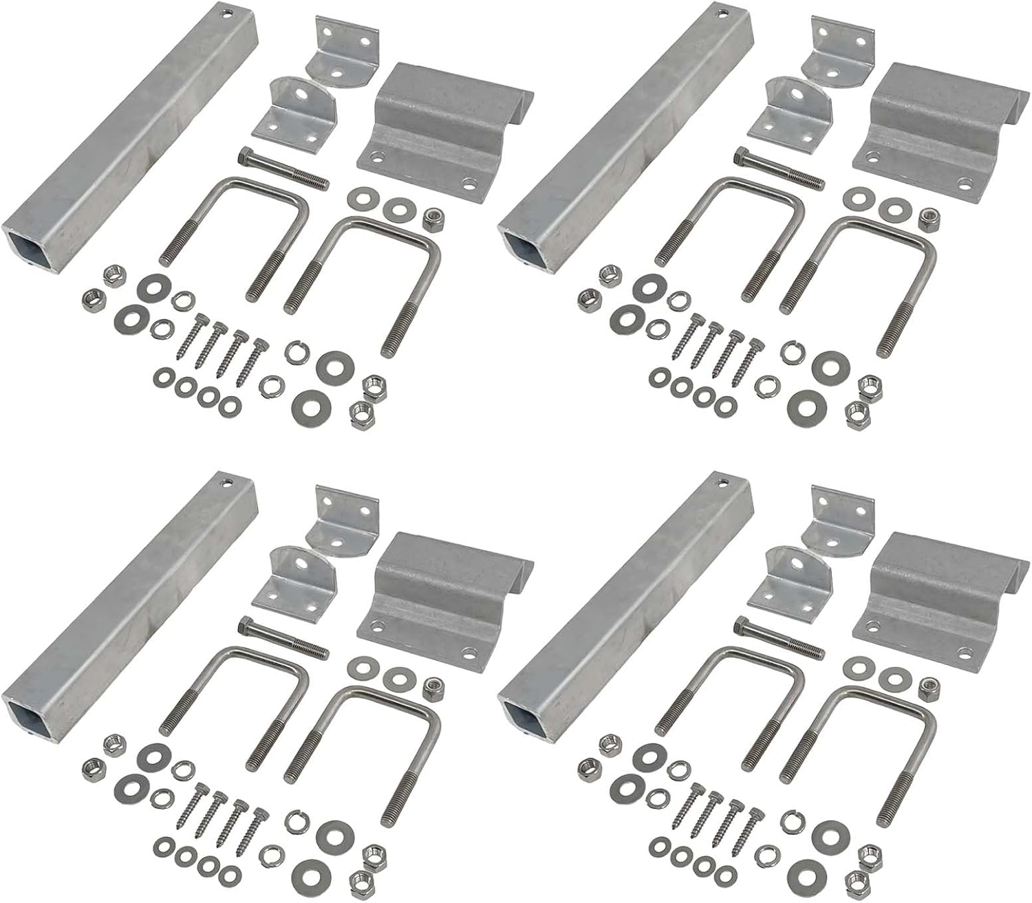 (4) Ultimate Aluminum and Stainless Steel Boat Trailer Swivel Top Bunk Bracket Kit - 14 inch