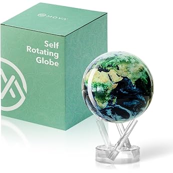 MOVA Globe Earth with Clouds Classic (4.5 Inches) - Solar Globe | Rotating Globe World Globe without Batteries | Self-Rotatin