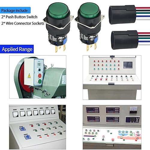 Miniatura 7 de Interruptor de botón de 0.630 in, 58 pulgadas, contacto plateado, certificado UL con luz LED de 24 V CC, 1NO 1NC SPDT, 5 pines de encendidoapagado