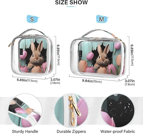 Miniatura 4 de Easter Bunny Rabbit Clear Toiletry Bag for Traveling,2 Pack Makeup Cosmetic Bag with Zipper,Travel Bag for Toiletries,Travel Essentials 21214642