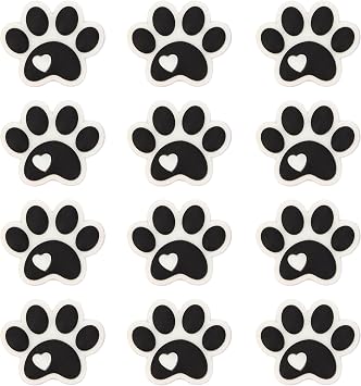 12PCS Dog Paw Silicone Focal Beads Craft for Beadable Pen Keychain Making | Double-Sided Pattern, Fade & Break Resistant, Reusable, Bracelet Jewelry Making, Gift, Dog Birthday Party Supplies Decor