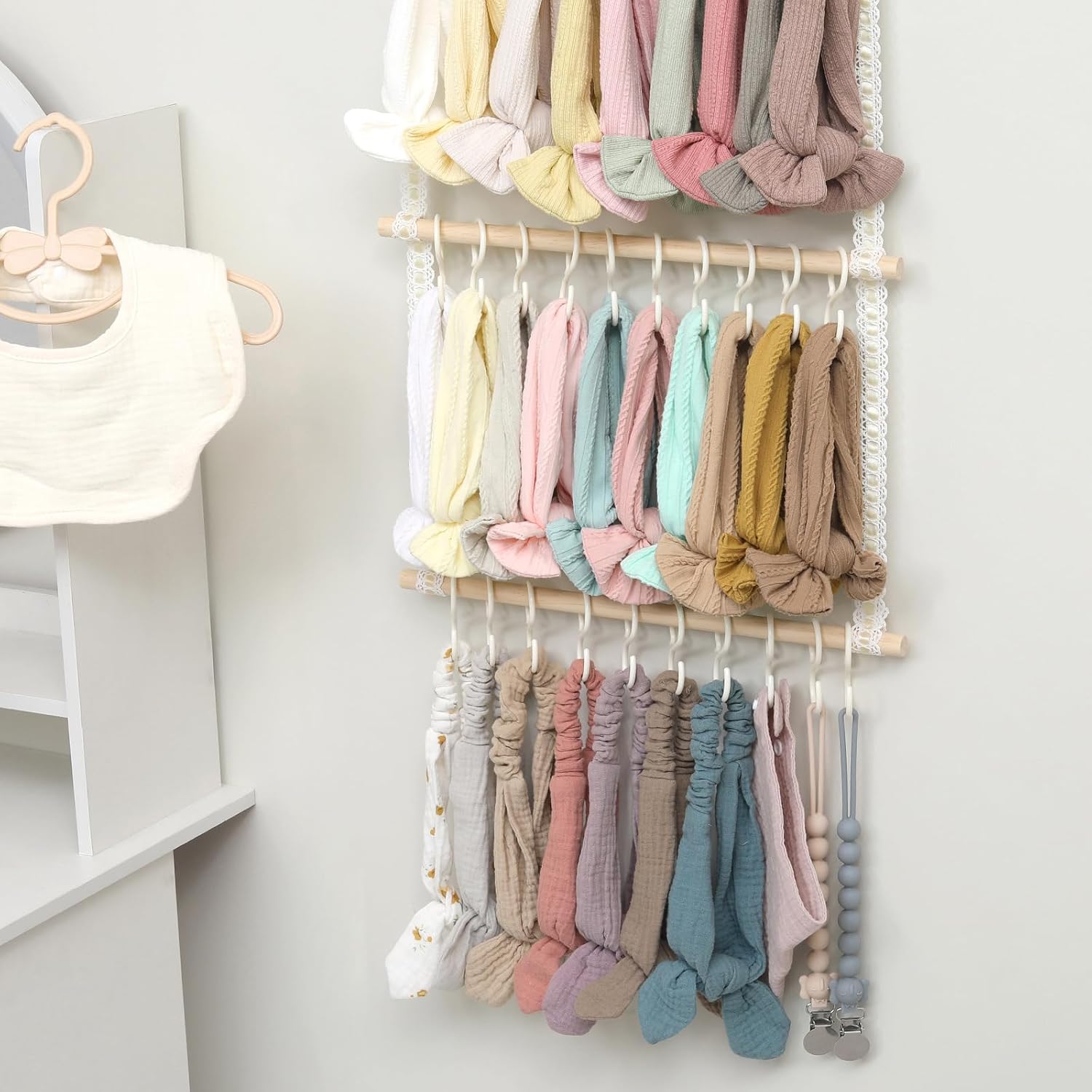 POVETIRE Headband Holder Hair Bows Organizer for Girls, Baby Headbands Hair Accessories Organizer Storage Wall Hanging Decor for Toddler Girls Room thumbnail