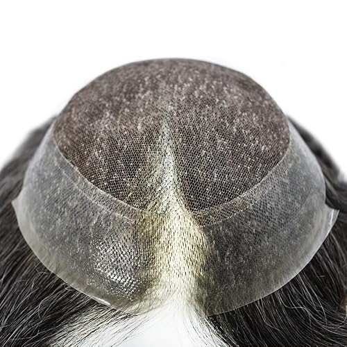 Miniatura 6 de Sistema de cabello para hombre Cabello humano suizo encaje tupé para hombres Piezas de pelo Toupee para hombres Sistema de reemplazo de cabello para