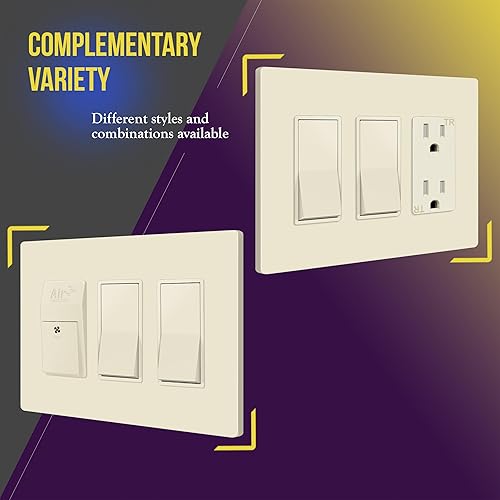 Miniatura 233 de ENERLITES SI8834-BK - Placa de pared decorativa sin tornillos, cubierta de enchufe segura, 4 entradas, 4.68 x 8.30 pulgadas (alto x largo), Negro