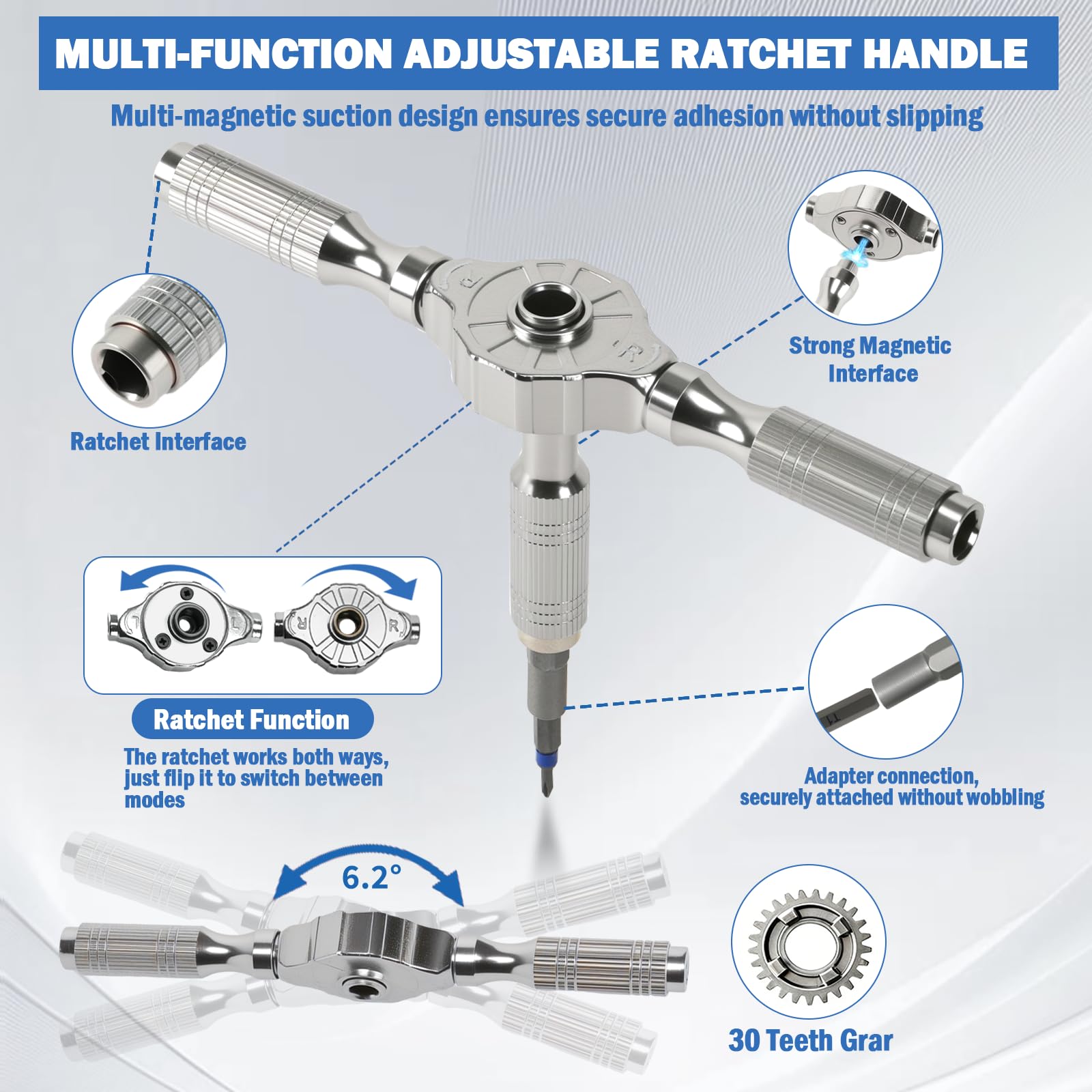 AirPlus Set di cacciaviti magnetici 66 in 1, set di cacciaviti a cricchetto con punte in acciaio S2 e manico a T staccabile, kit di riparazione portatile per riparazioni quotidiane domestiche
