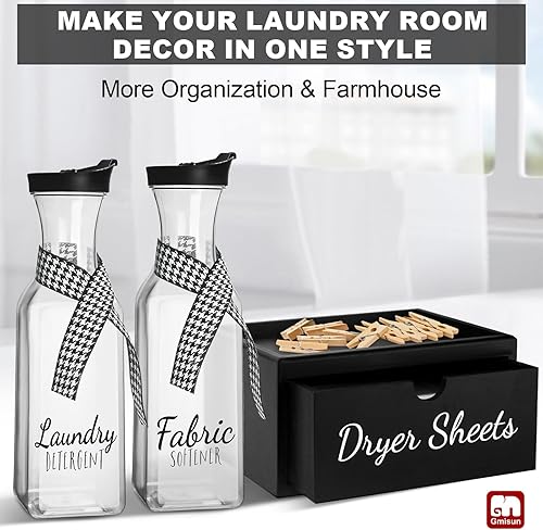 Miniatura 2 de GMISUN - Juego de soporte para hojas de secadora y dispensador de detergente para la organización de la lavandería, dispensador de jabón y