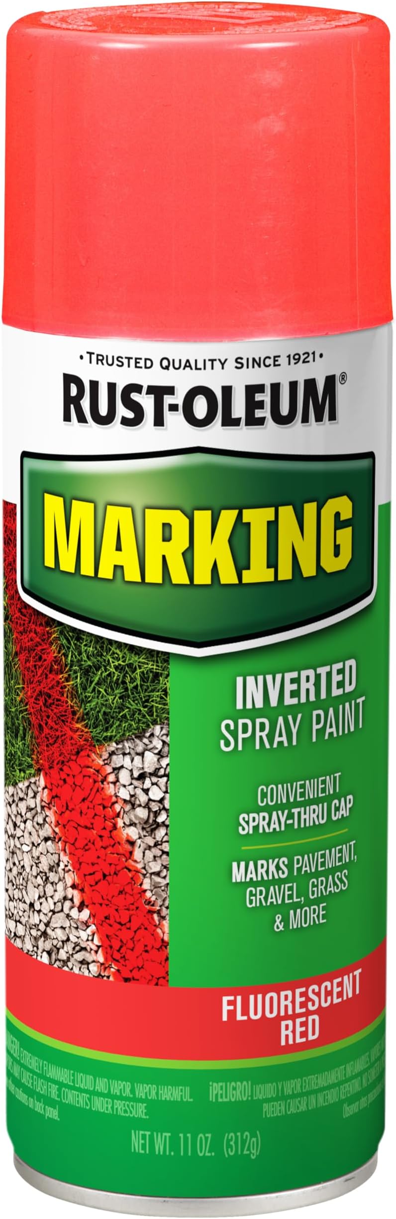 Rust-Oleum 1991830 Specialty Marking Spray Paint, 11 oz, Fluorescent Red