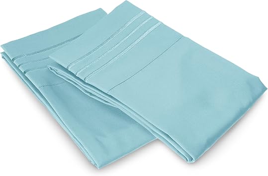 Elegant Comfort Luxury Ultra-Soft 2-Piece Pillowcase Set - 1500 Premium Hotel Quality Microfiber Double Brushed - Wrinkle Resistant, Standard/Queen, Aqua Blue