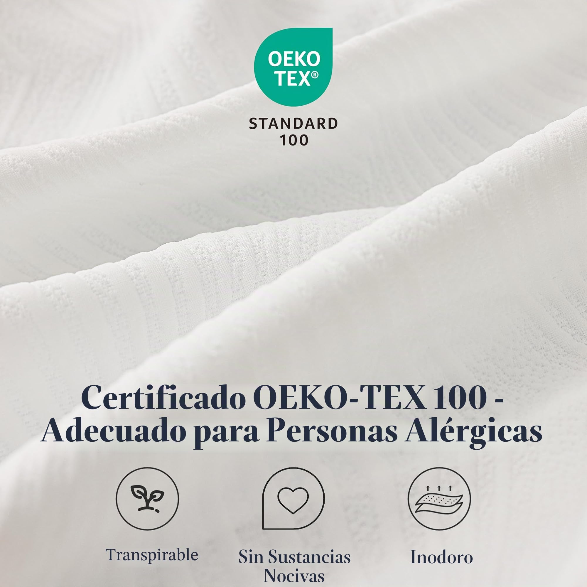 Topper Viscoelástico y Espuma Fría, 190x90x5 cm, Blanco, Transpirable, Certificado Oeko-Tex, Funda Extraíble, Antideslizante (5CM, 160X200)