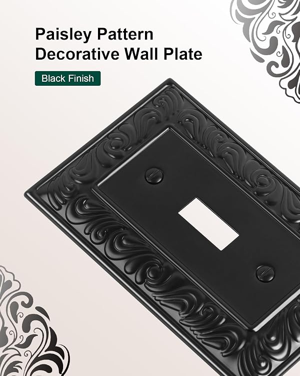 2-Pack Paisley Pattern Single Toggle Light Switch Cover Plate, Metal Plate by treewell - Used condition - Image 3