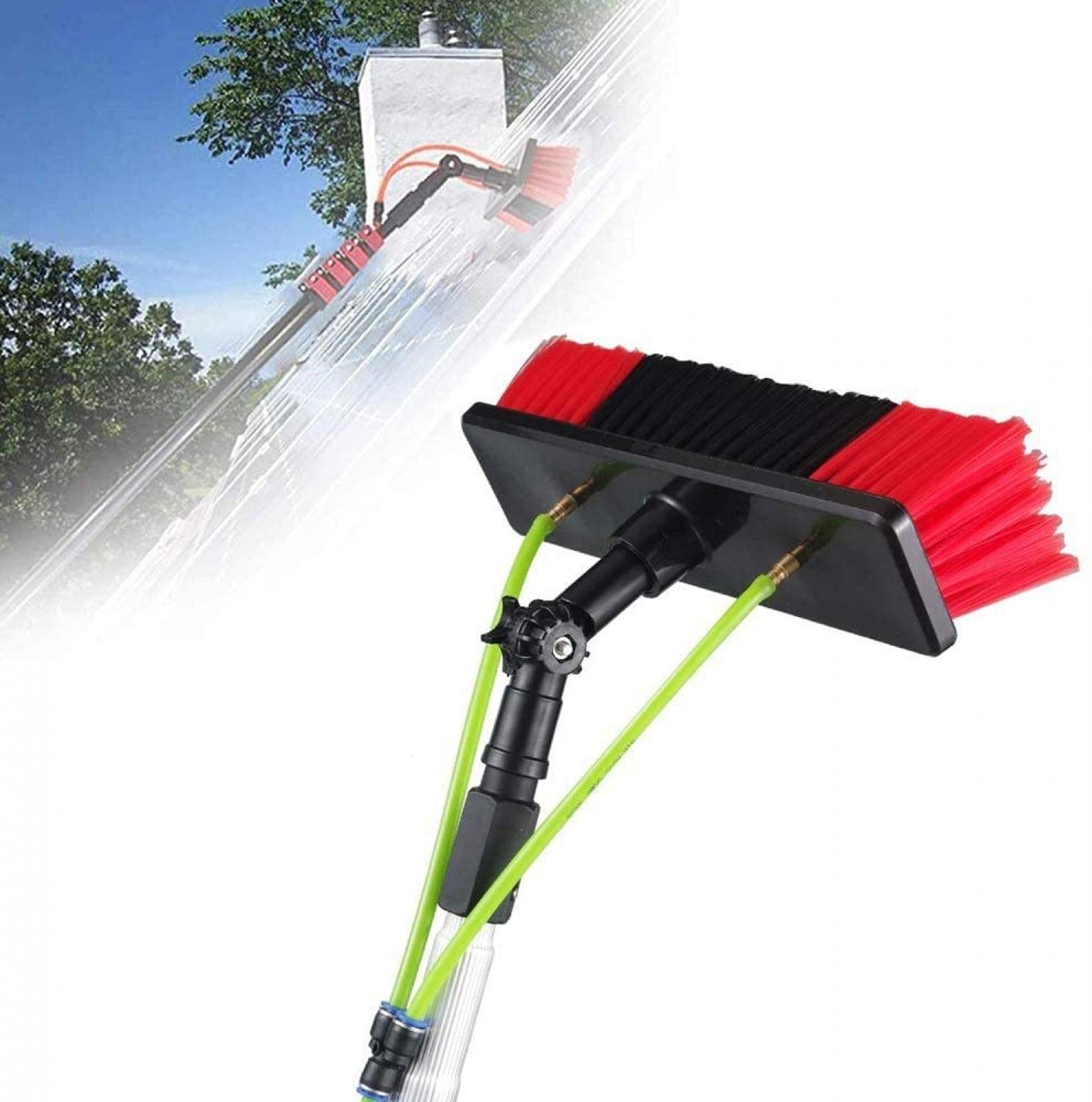 DUANHOZ Window Cleaning Brush, Window Cleaning Pole, Cleaner Kit, Water/Hose Fed Pole, Cleaning Photovoltaic and Solar Panels, 30cm Water Brush, 9M-27FT (30cm Water Brush 8M)