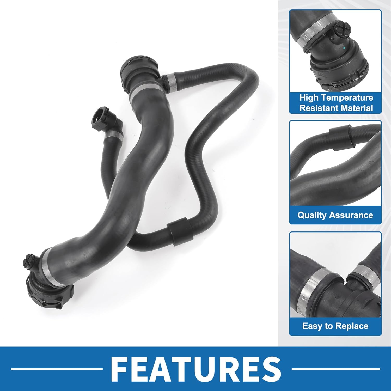 Engine Radiator Hose No.17127640916 Lower Coolant Hose Pipe for BMW 528i XDrive 2.0L 2012-2016 Rubber Black