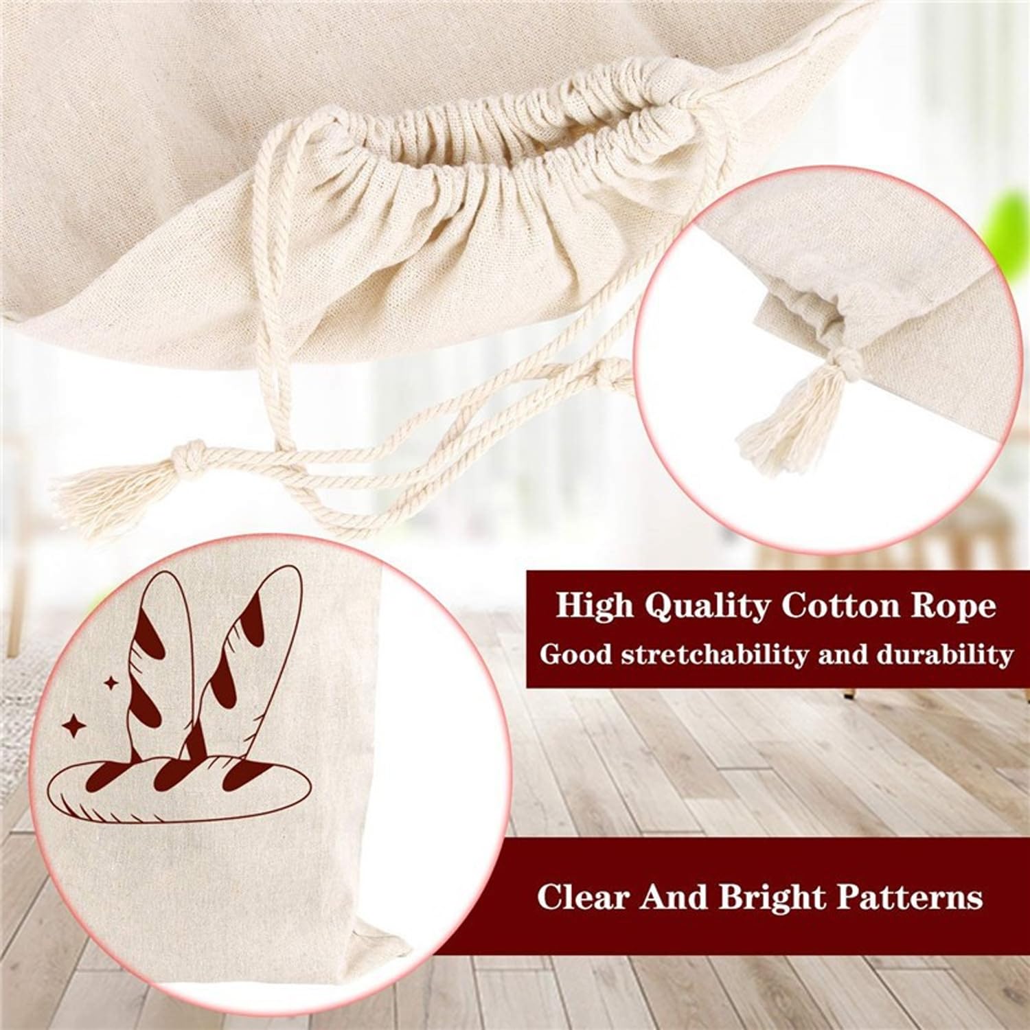 Reusable Bread Bags 2 Pack Eco-Friendly Loaf Bags for Homemade Bread Storage, 38x28 cm - Image 4