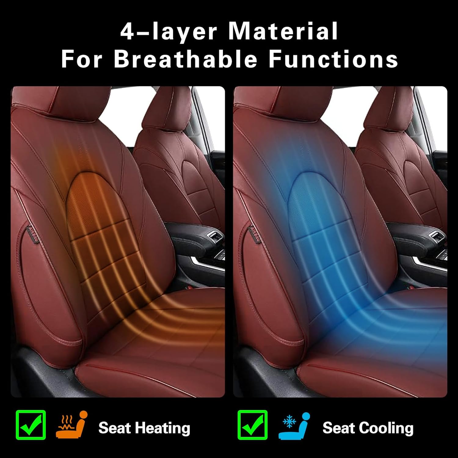 EKR Highlander Seat Covers for SUV Toyota Highlander 2020 2021 2022 2023 2024 2025 2026,2nd Row 40/60 Split,Car Seat Covers Front Seats Back Seat,Leather Seat Covers Full Set-Faux Leather(Burgundy)