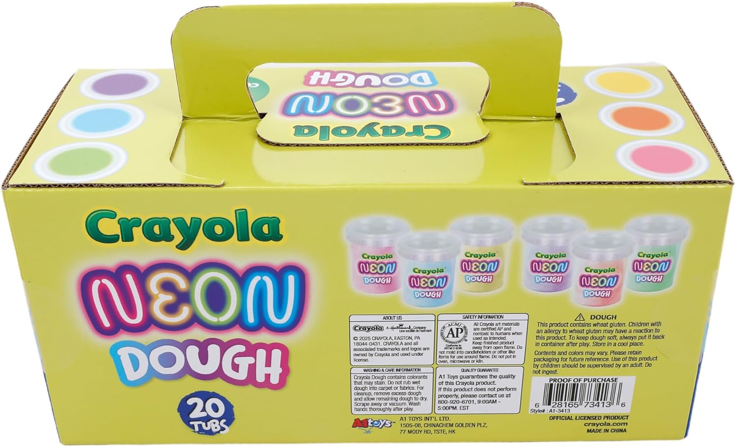 Crayola 20pk Neon Dough 20pk x 3oz – Easter Gifts, Party Favors, Fidget Toys, Sparkling Colors for Creative Play, Safe Non-Toxic Crafting, Great Classroom Fun or Non-Candy Alternative