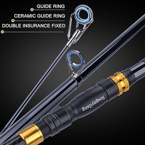 Miniatura 4 de Sougayilang Carrete de caña de pescar Combos de fibra de carbono telescópica caña de pescar con carrete giratorio para viajes agua salada pesca