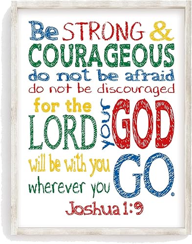 Be Strong and Courageous Joshua 1:9 Versículo de la Biblia sin marco, regalos cristianos, decoración de guardería, citas de las Escrituras bíblicas