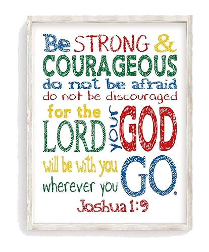 Miniatura 1 de Be Strong and Courageous Joshua 19 Bible Verse Unframed Print, Christian Gifts, Nursery Decor, Bible Scripture Quotes