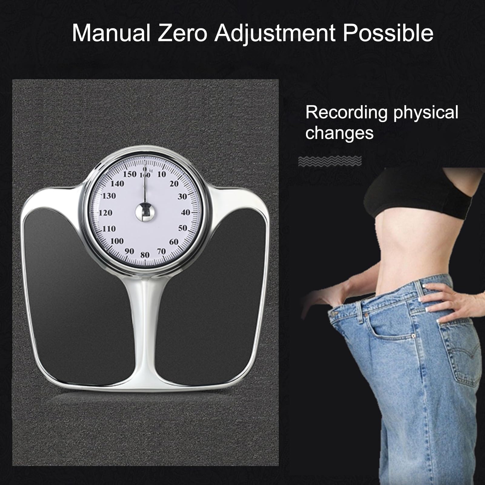 Mechanische Waage, Mechanische Personenwaage, Rutschfeste Oberfläche, Maximale Kapazität Von 160kg, Ohne Batterien, für Zuhause Schule Krankenhaus Fitnessstudio