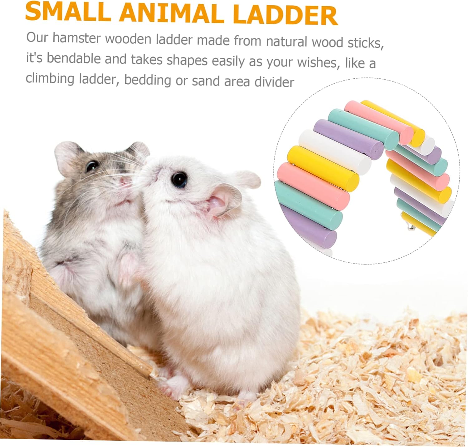 50cm Wooden Climbing Ladder Toy for Hamsters Mice and Gerbils Soft Swing Bridge with Fence Design Small Animal Climbing Accessory