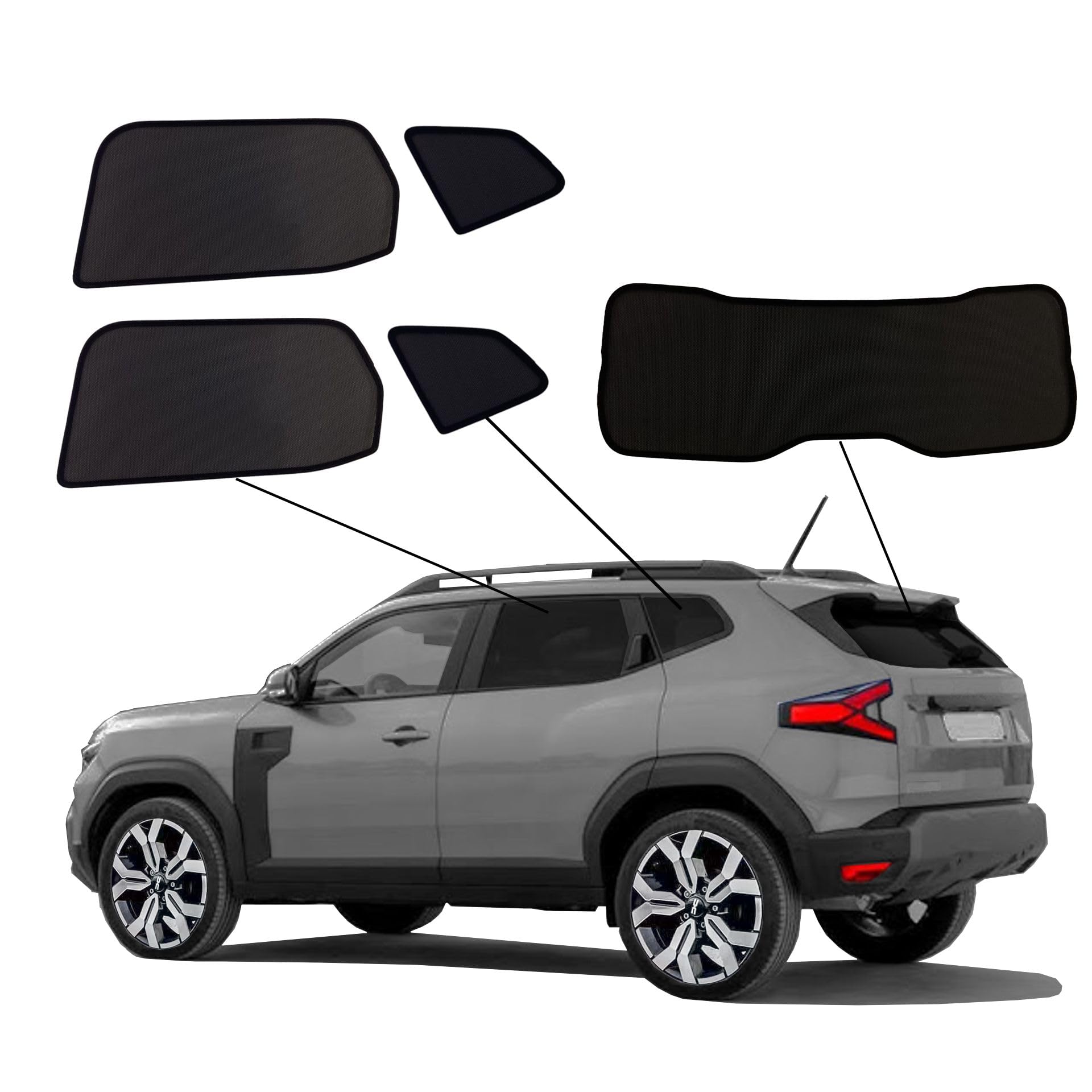 Protection visuelle & Solaire Compatible avec Dacia Duster III 2024-, Noir