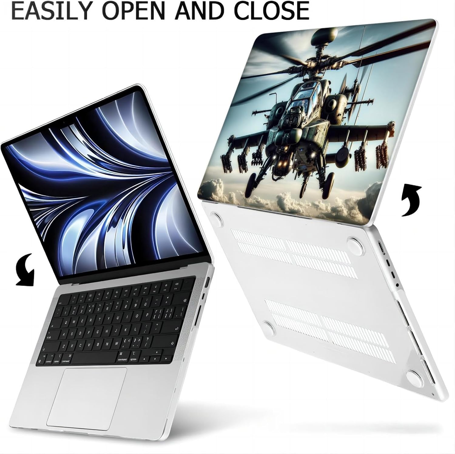 Compatible with MacBook Neo 13-inch, Hard Shell Case with Keyboard Cover and Screen Protector (A3404 A18 Pro chip, 2026 Release) - Helicopter MC22485
