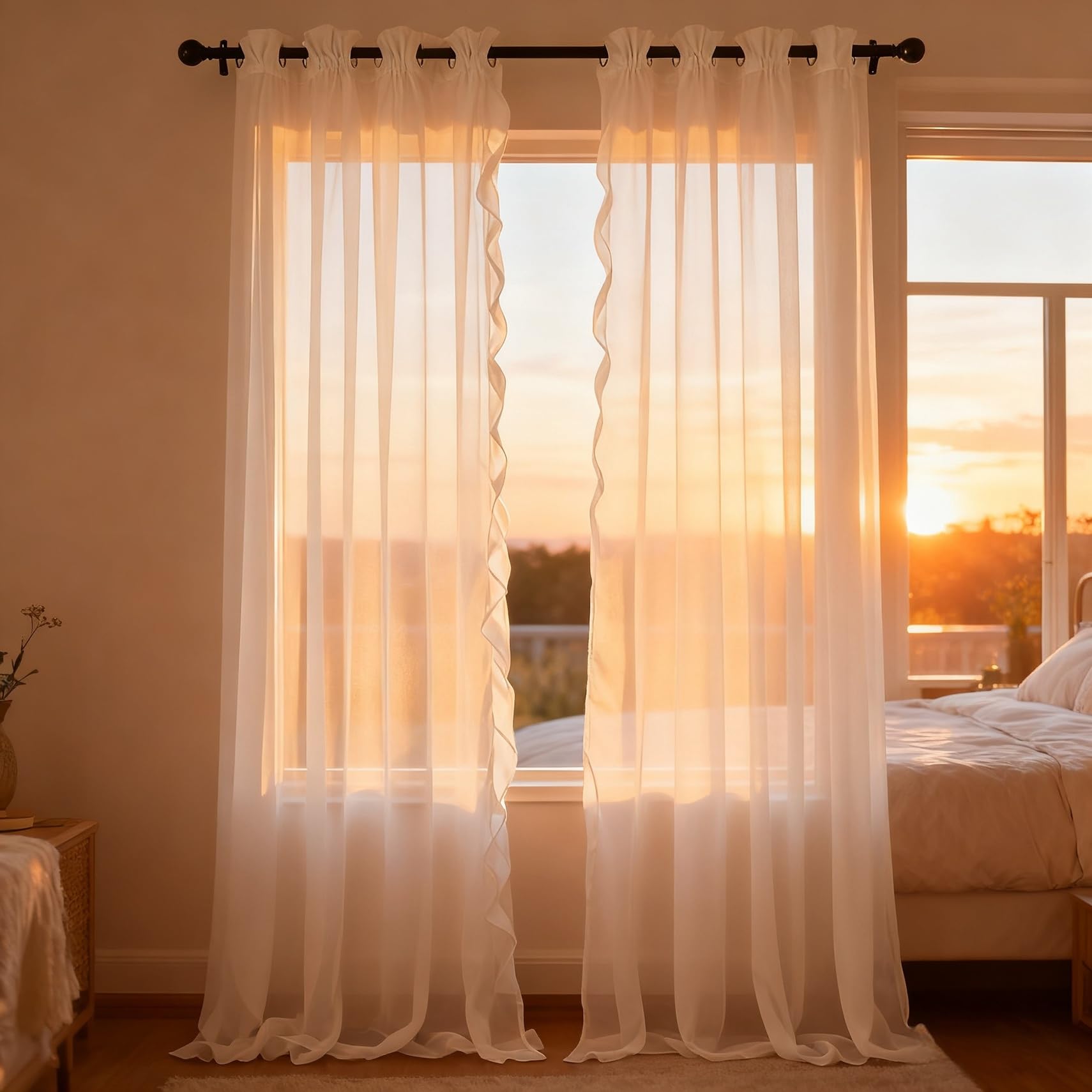 Voilages intérieurs filtrer rideaux transparents 174x170 pour intimité chambre
