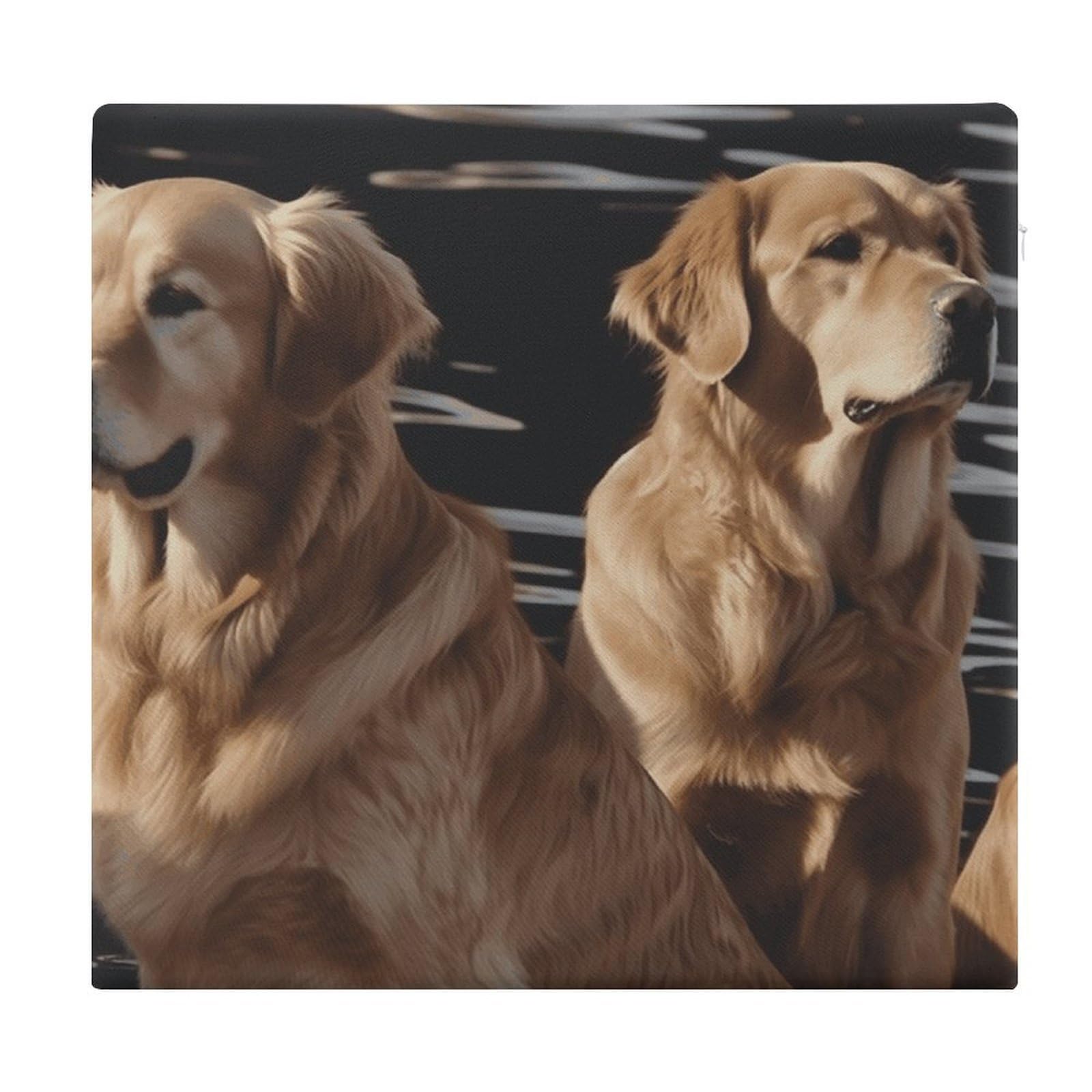 FekiLoot Golden Retrievers Seat Cushion for Dining Chairs Breathable Square Chair Pads Memory Foam Chair Cushions Comfortable Non-Slip Seat Pad Meditation Floor Pillow 13.8”x15”