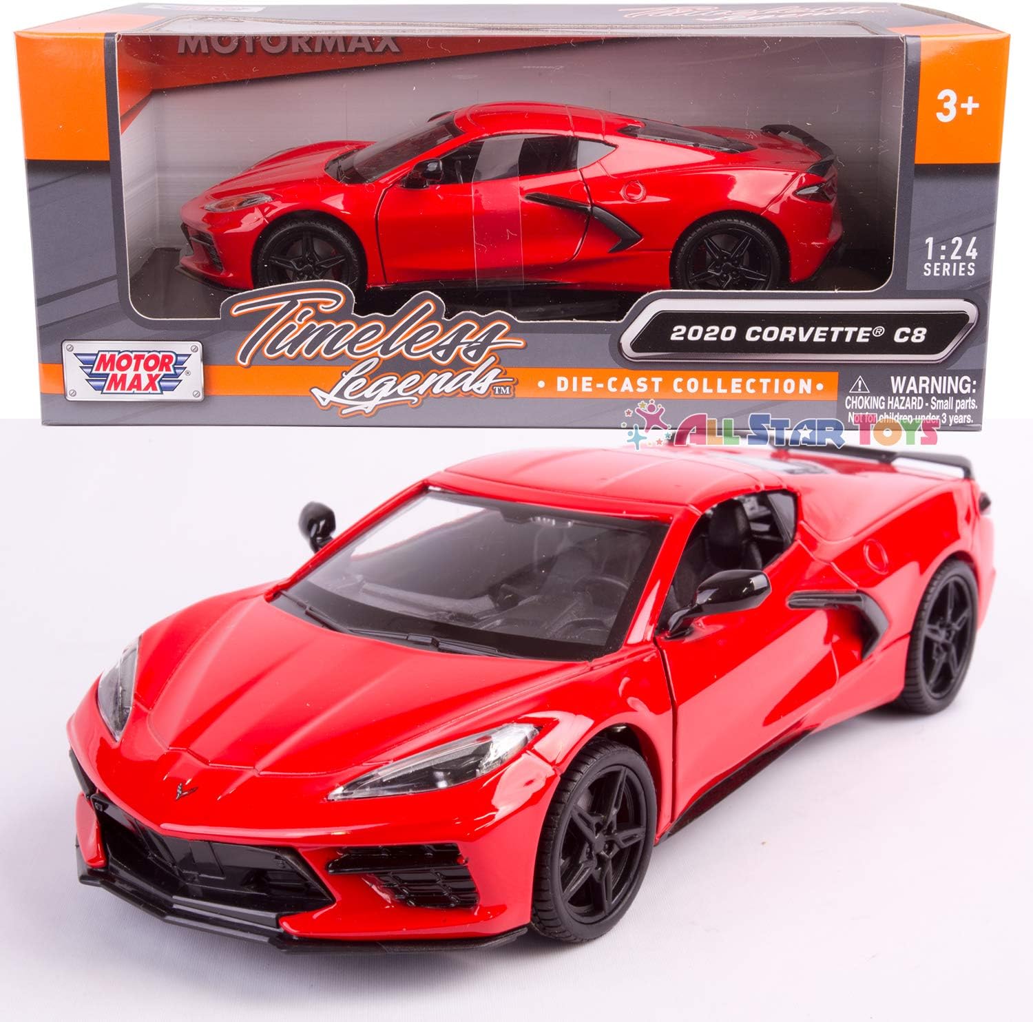 2020 Chevrolet Corvette C8 Stingray Red Timeless Legends 1/24 Diecast Model Car by Motormax 79360