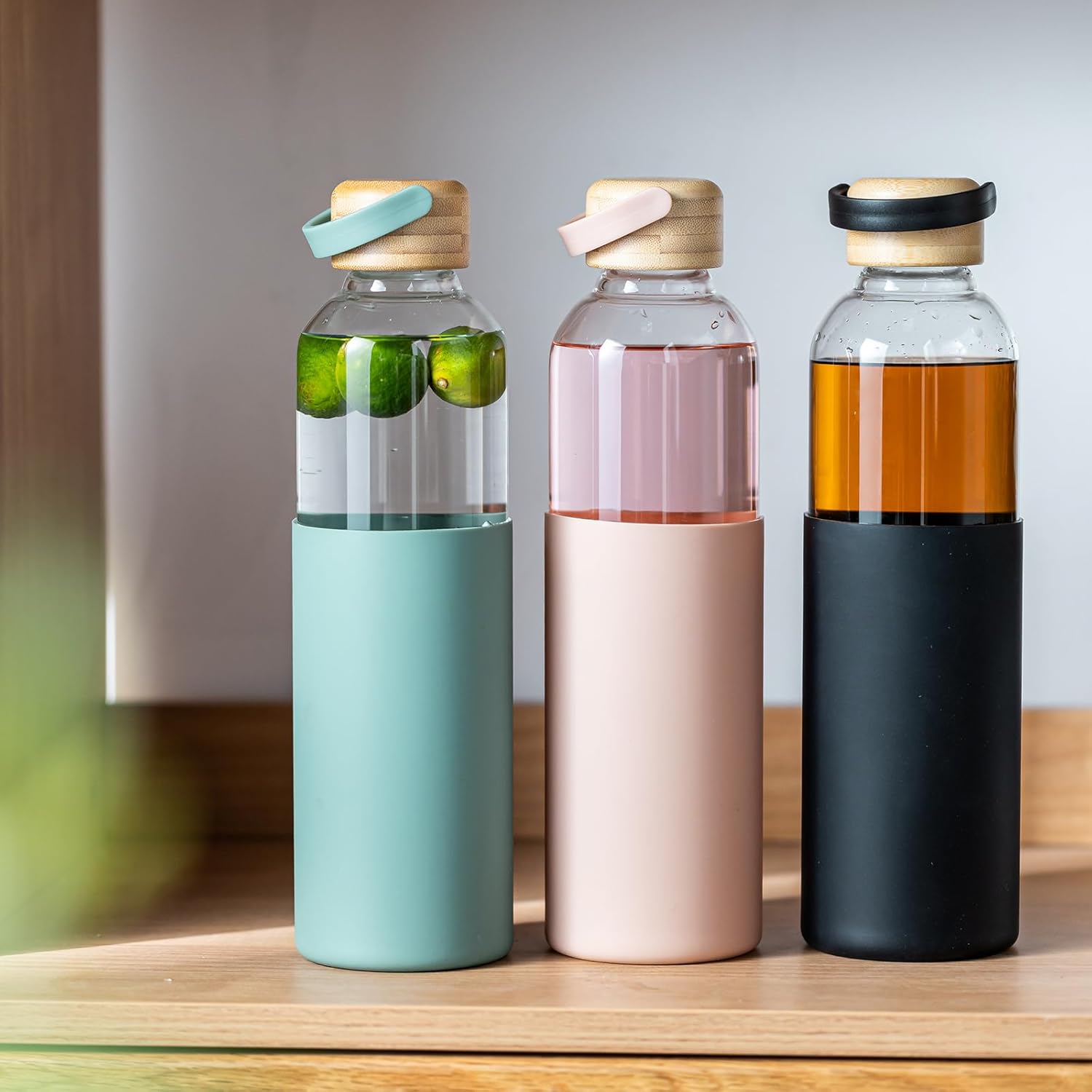 34oz Glass Water Bottles with Silicone Sleeve, BPA Free Water Bottle Glass with Leak-Proof Lid, Reusable Water Bottle for Hot & Cold, Ideal for Hiking Travel Gym office (Pink) - Image 4