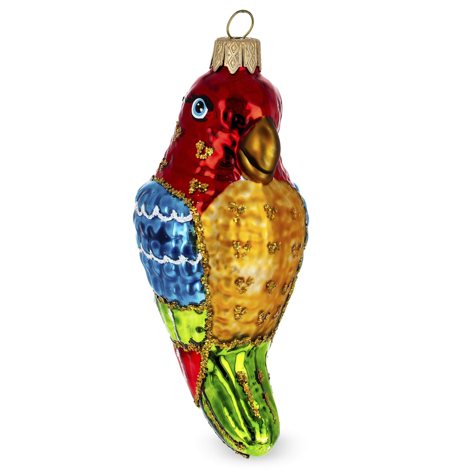 Vibrant Parrot Glass Christmas Ornament