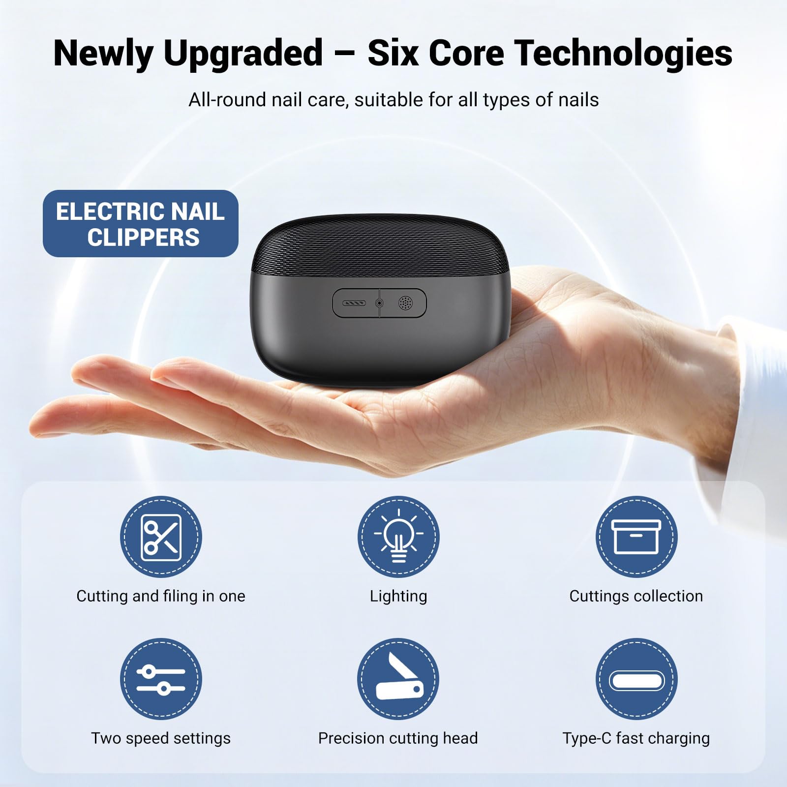 2026 3 en 1 Coupe Ongle Electrique pour Personnes Âgées, Coupe Ongle Rechargeable avec LED pour Ongles Durs/Épais, Silencieux et Sans Douleur, Sicher für Alle Altersgruppen