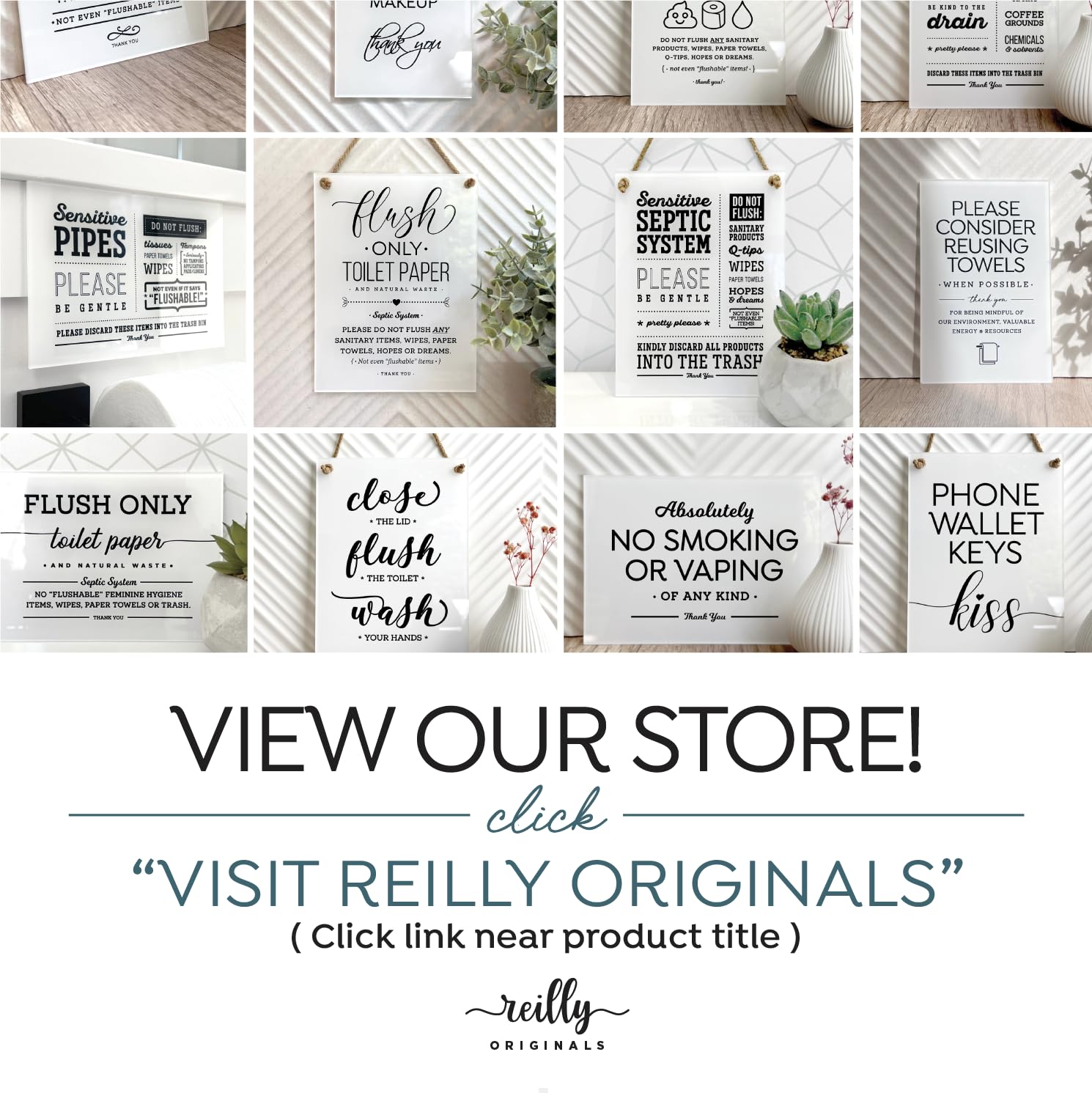Reilly Originals Targa Da Bagno In Acrilico Piccola 8,5x12,8 Cm: Elegante, Lavabile, Con Adesivo, Finitura Lucida