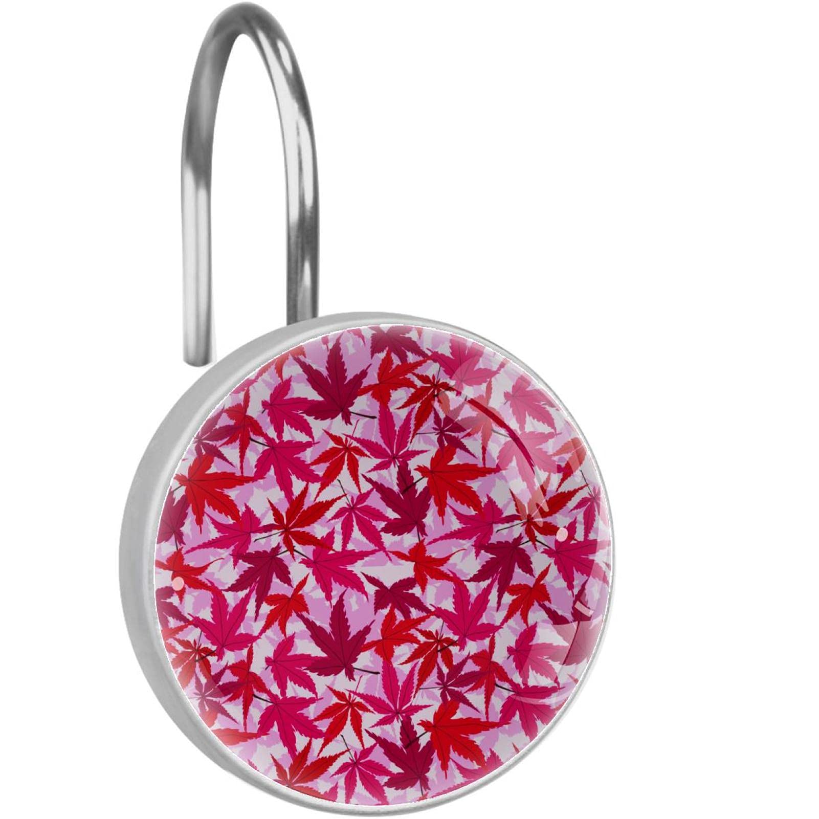 Rideau de douche et ses crochets inox déco zen aquarelle rose pour ambiance spa à la maison