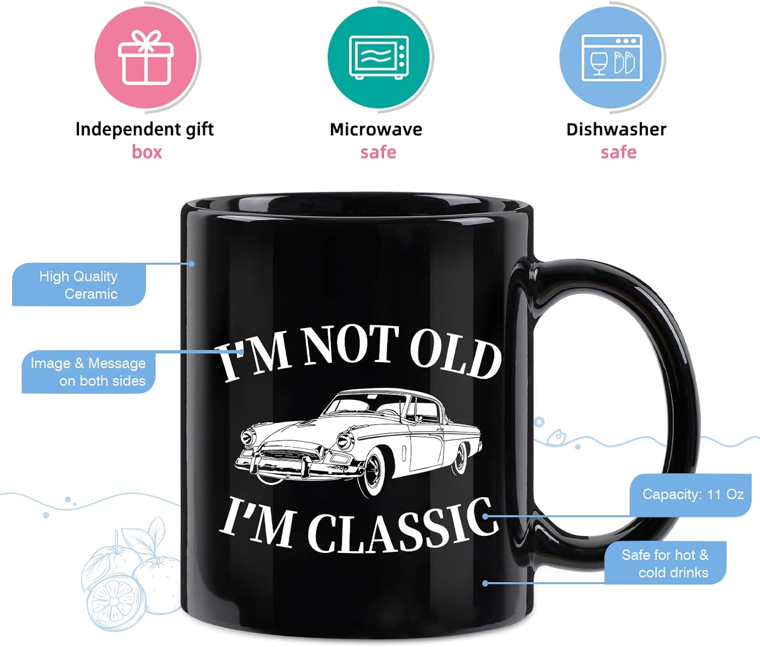 Maustic Birthday Gifts for Men, Gifts for Dad, Grandpa, Christmas Birthday Retirement Gift for Men Uncle Husband, I'm Not Old I'm Classic Funny Fathers Day Coffee Mug, 11 Oz Black - Image 5