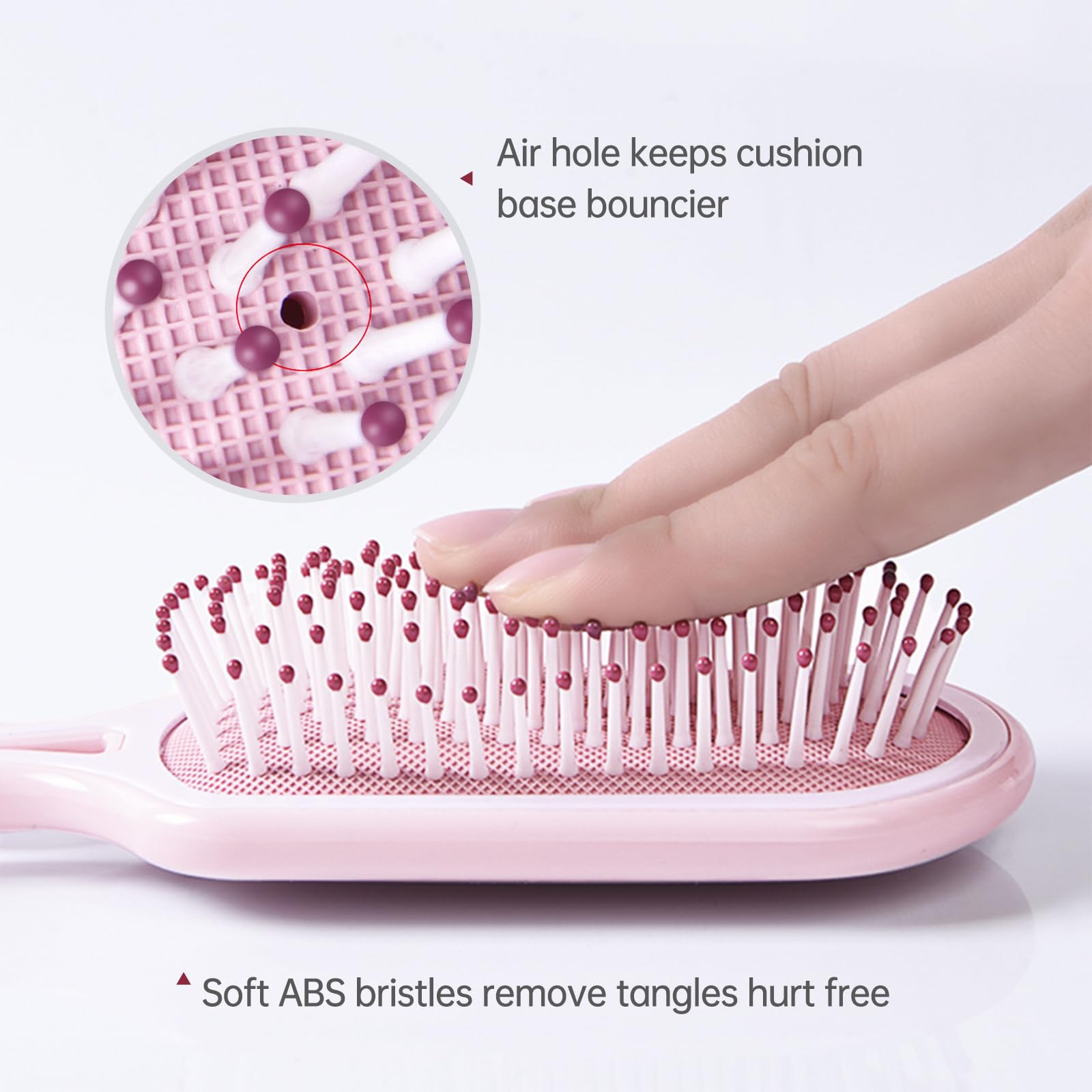 Haarbürste für Frauen, Rosa Entwirrungsbürste Reisegröße, Entwirrende Haarbürste für schmerzfreies Bürsten auf allen Haartypen, Rosa, 1 Packung
