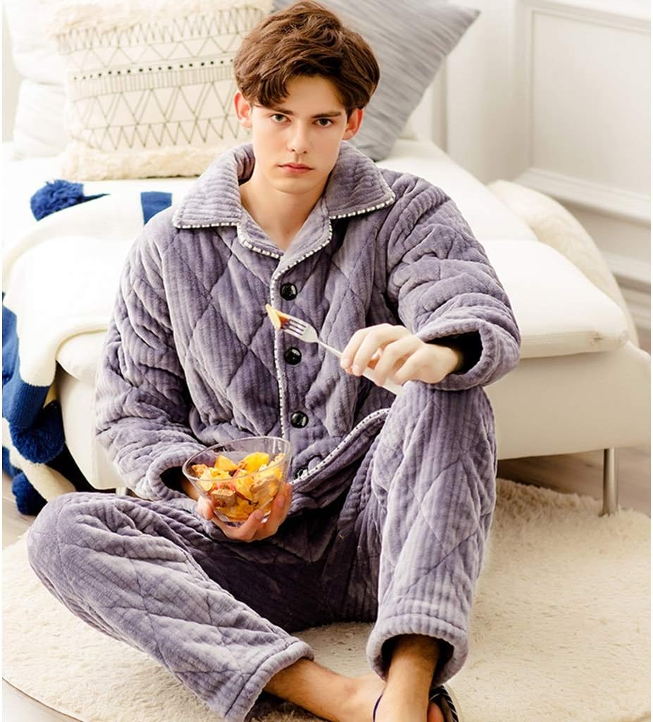 超爆安 パジャマ 冬用 あったかい 寝巻 メンズ 秋冬 厚手 コーラル フリース ファッション カーディガン プラス サイズ ウォーム ツーピース スーツ Fucoa Cl