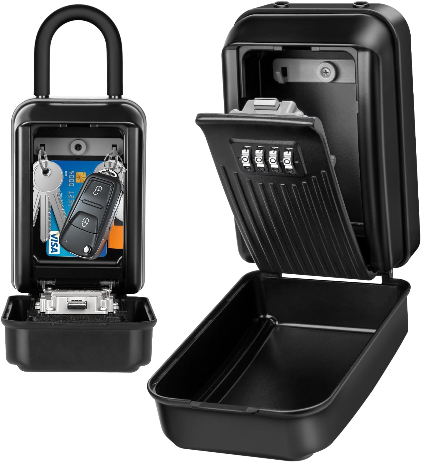 LUROON Lock Box Key Safe 4 Digit Combination Portable Security Key Lock Box Waterproof Outdoor