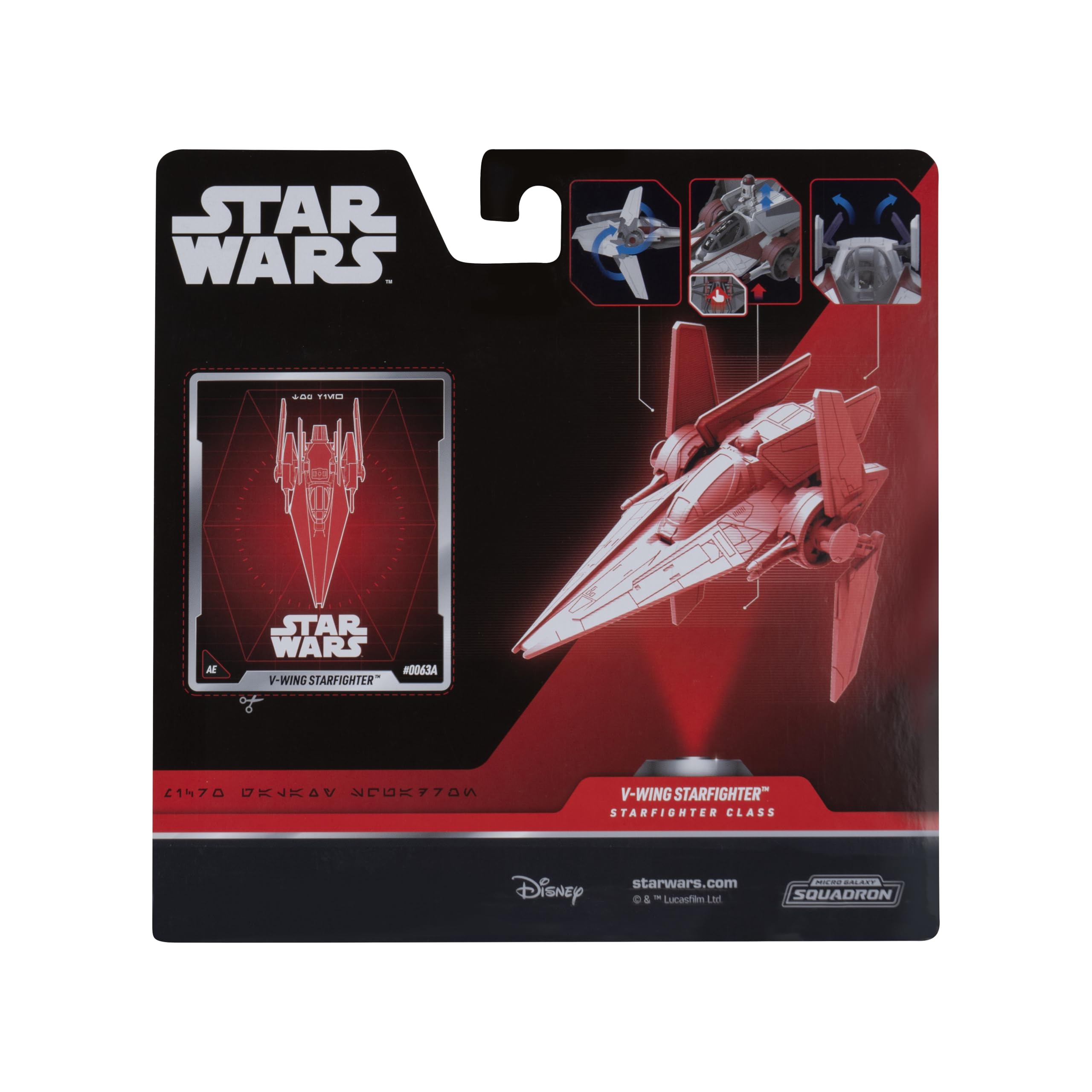 Jazwares Star Wars Micro Galaxy Squadron V-Wing Starfighter (Armada Edition) - Veicolo da 7,6 cm con ali del radiatore più due accessori per micro figure da 2,5 cm